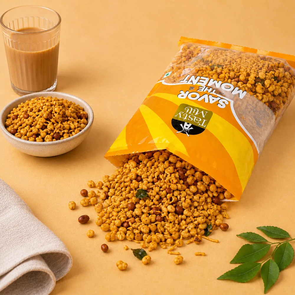 Tasty Mill Mixture spilling from its pack - a tea-time favourite